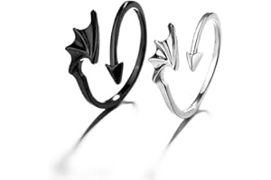 YANZI JEWELRY Angel VS Devil Wings Couple Ring Creative Simple Living Mouth Jewelry Gifts for Girlfriends