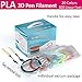 3D Pen Filament Refills - 20 Colors 1.75mm PLA - Bonus 2 Glow in The Dark for 3D Printing & Drawing Pen, 400 Linear Feets with 2 Free Spatula, Colorful Boxes with Handle