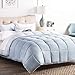 BROOKSIDE Striped Chambray Comforter Set - Includes 2 Pillow Shams - Reversible - Down Alternative - Hypoallergenic - All Season - Box Stitched Design - California King - Calm Sea Blue