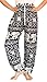Banjamath® Women's Smocked Waist Harem Hippie Boho Yoga Palazzo Casual Pants (M,Black with Drawstring Waist)