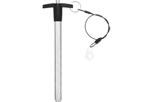 uxcell 1 Pcs T Handle Quick Release Pin, 1/2" x 4"(Dia. x L) 304 Stainless Steel Push-Button Quick Release Pin with Lanyard Cable for Audio Bimini Top Marine Hardware, Silver