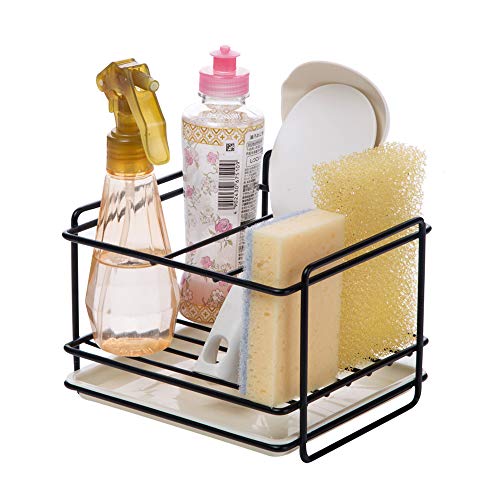 Kaxich Kitchen Sponge Holder Sink Organiser Caddy Dishwashing Liquid Soap Brush Towel Drainer Rack Bathroom Storage