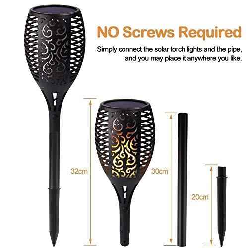 Solar Lights Outdoor Waterproof, Flames Torches Lights Dancing Flickering 96 LED Landscape Decoration Lighting Auto On/Off Solar Security Spotlight for Garden Patio Yard Driveway (2 Pack) - Thumbnail 5