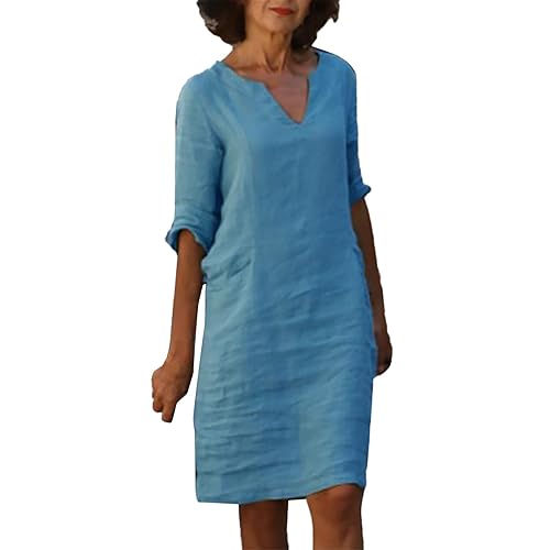 PTOLOCIF Vacation Dresses for Women Formal Dress,Cotton and Linen