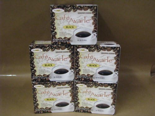Cafe Avarle Black Healthy Coffee with Ganoderma &amp; Cordyceps 5 Boxes (20 Sachets Each)
