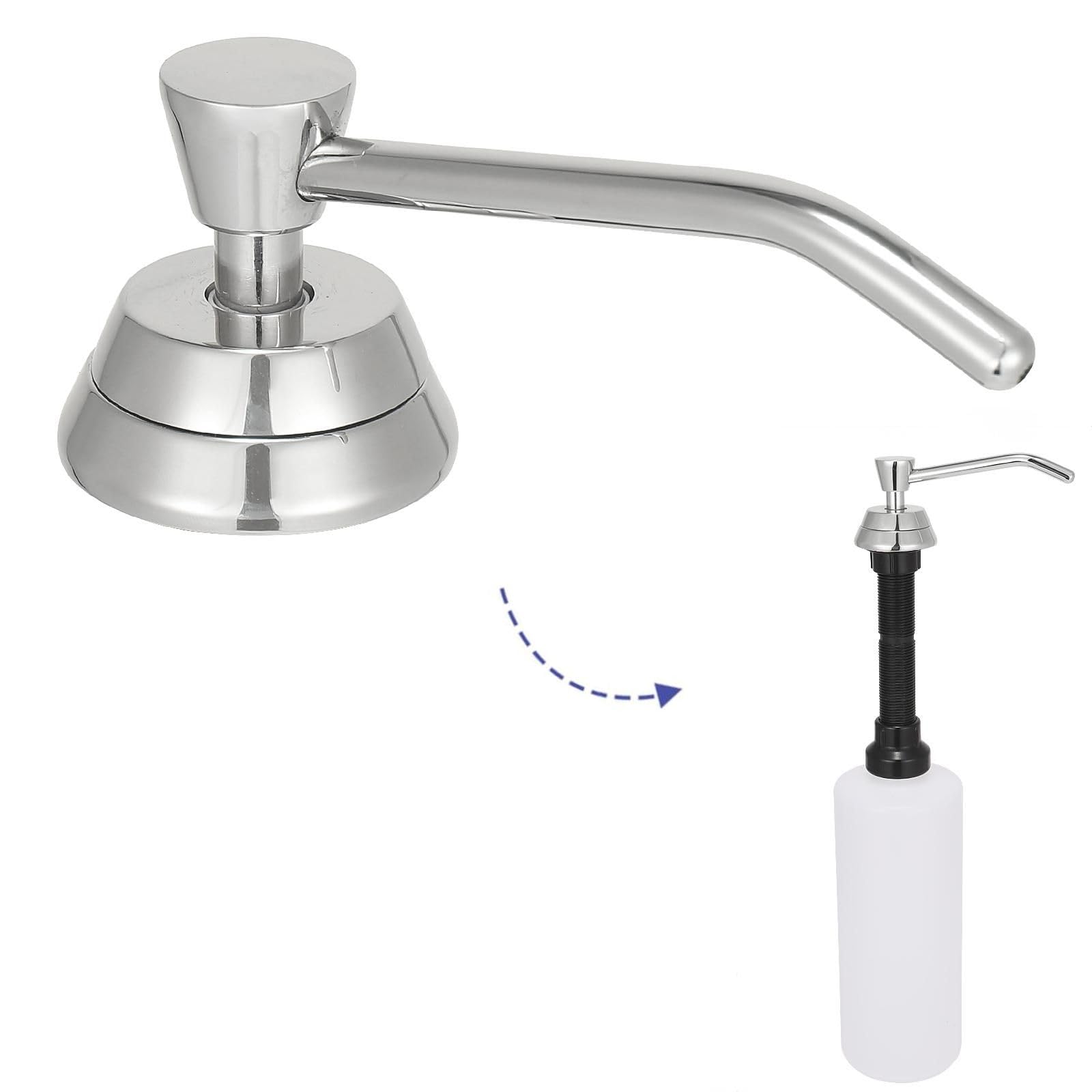 Photo 1 of Stardrix Heavy Duty Brass Countertop Liquid Soap Dispenser, Commercial Grade Top Fill Built-in Soap Dispenser with 34 oz/ 1L Bottle for Bathroom, Kitchen, Public Restroom, Chrome Finish, 4” Spout