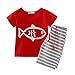 LittleSpring Little Boys' Clothing Short Sets Striped,2-3T/Height 34-38 inch,Red(100)
