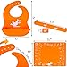 Silicone Baby Bib and Placemat Set for Boys and Girls | Comfortable Waterproof No-stains Feeding Baby Kit | Soft and Easily Wipes Clean Bib for Babies or Toddlers + Bonus 2 Securing Straps