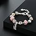 Presentski Fashion Charm Bracelet with Extended Chain for Teen Girls and Women Love Themed Pink Charms