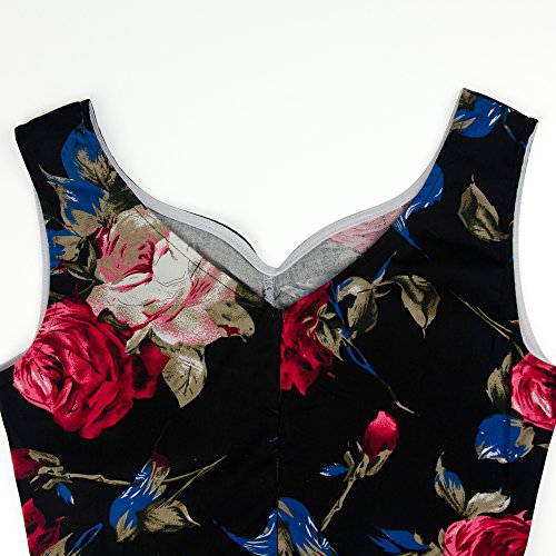 Dreaweet 1950's Vintage Floral Sleeveless Women's Cocktail Party Retro Swing Dress