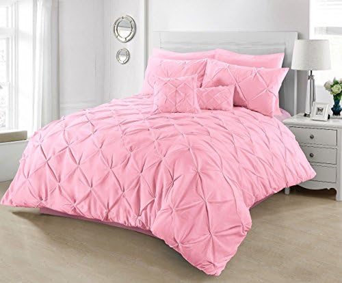 Duvet Cover Alford Pillowcase Quilt Cover Bedding Set - Soft Pink - Double Comfort Collections