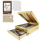 US Art Supply 62-Piece Wood Box Easel Painting