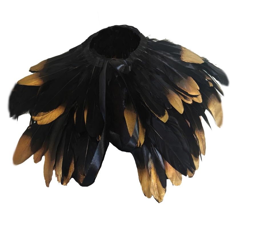 Yoodeet Gothic Feather Shawl Punk Feather Shrug Cape Collar for Men Women Feather Shoulder Costume Accessory