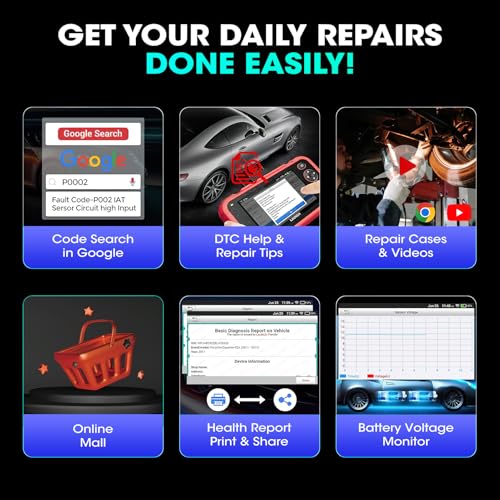 LAUNCH CRP129X V3.0 OBD2 Diagnostic Device, 12 Reset Functions, Diagnostic for 4 System Diagnostics ABS, SRS, Gearbox, Engine, Reader, Car, Full Functionality of OBD2, Auto VIN