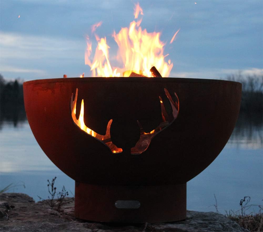 Amazon Com Fire Pit Art Antlers Natural Gas Fire Pit Bowl