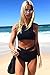 Cupshe Fashion Women's Solid Color High Waist Tank Bikini Set,Black,(XL)