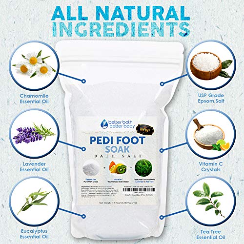 Pedi Foot Soak 32 Ounces Epsom Salt with Lavender, Tea Tree, Eucalyptus and Chamomile Essential Oils Plus Vitamin C and All Natural Ingredients - Thumbnail 2