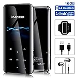 Mp3 Player, Mansso 16GB MP3 Players with Bluetooth 4.2, Portable HiFi Lossless Sound Music Player with 2.4'' Curved Screen, FM Radio Voice Recorder E Book, Expandable up to 128 GB (Black)