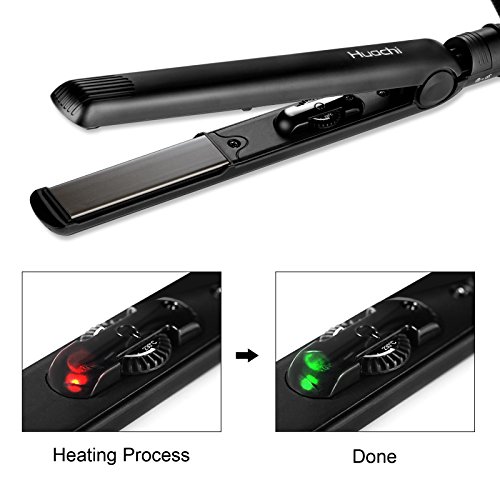 Huachi Flat Iron Travel Mini Portable Hair Straightener Titanium, Ionic