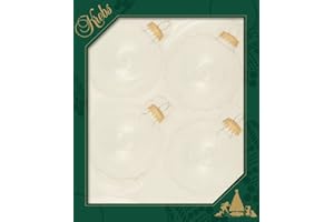 Christmas by Krebs [4 Pack] Clear with Gold Caps 3 1/4" (80mm) Ornament Designer Seamless Craft Glass Ball