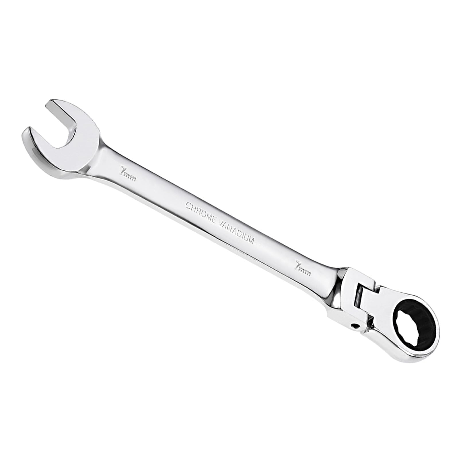 CoCud Flex-Head Ratcheting Wrench, 7mm Head Metric 72-Teeth, Cr-V Combination Wrench Spanner - (Applications: for Repairing Home Tasks)
