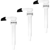 Monin - Syrup Pump, Exclusively for 1 Liter (33.8 fl oz) Plastic Bottles | Mess-Free Dispensing + Tip Cover Included (3-pack, White)