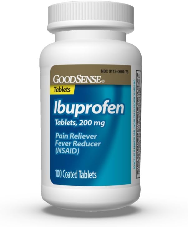 GoodSense Ibuprofen Tablets, 200 mg, Pain Reliever and Fever Reducer, 100 Count, Temporarily Relieves Minor Aches and Pains Due to: Headaches, Minor Pain of Arthritis, and the Common Cold: Health & Personal Care
