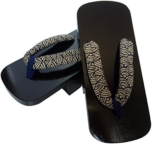 Gentlemen's 30cm Black Lacquered Futatuba Sandal Wood Clogs for Japanese Kimono and Yukata GG028_30