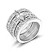 Sunbu Stainless Steel Women's Ring Sets White Clear Cubic Zirconia Marquise Wedding Band Size 5-10