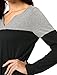 Allegra K Women's Color Block Tops Long Sleeve Casual V Neck Henley Blouse Medium Black