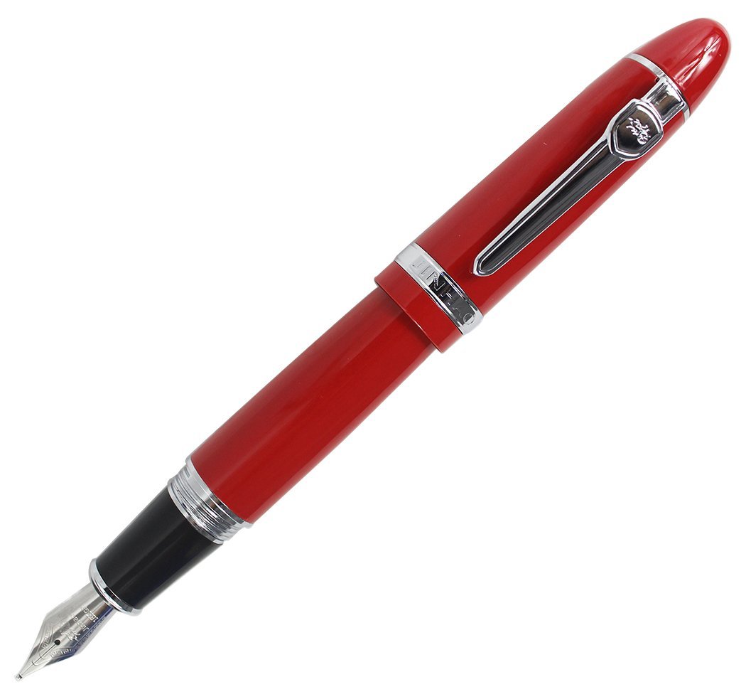 Abcsea Expert Deluxe Fountain Pen with Pen Pouch, Big Barrel - Red