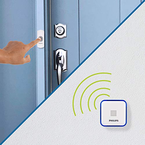 Philips Wireless Doorbell Kit, BatteryOperated Reciever, LED Alert