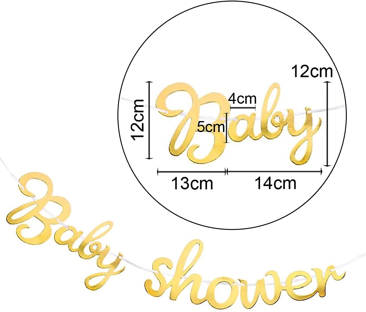 2 Pcs Baby Shower Banner Golden Glitter Letters Baby Shower Party