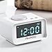 Alarm Clock Radio, AKASO Digital Alarm Clock for Bedroom with Snooze Function, 5 Dimmer Brightness, Thermometer, Dual Alarm Clock - USB Charging port for iPhone/iPad/iPod/Android and Tablets, White