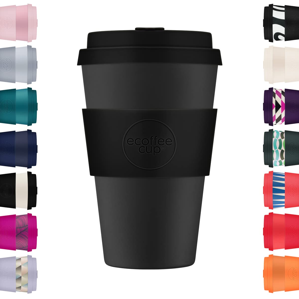 Ecoffee Cup 14oz 400ml Reusable Eco-Friendly 100% Plant Based Coffee Cup with Silicone Lid & Sleeve - Melamine Free & Biodegradable Dishwasher/Microwave Safe Travel Mug, Kerr & Napier