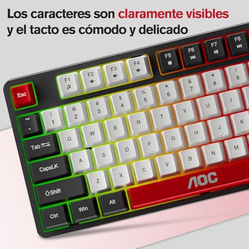 AOC GK116 Teclado com fio, Teclado Membrana Gamer RGB, Compatível com PC e Notebook, Jogo E Escritório