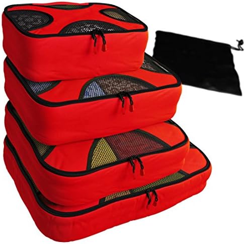 XYDQ 4pc Set Packing Cubes - Travel Organizers with Laundry Bag