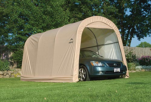 ShelterLogic 10' x 15' x 8' All-Steel Metal Frame Round Style Roof Instant Garage and AutoShelter with Waterproof and UV-Treated Ripstop Cover