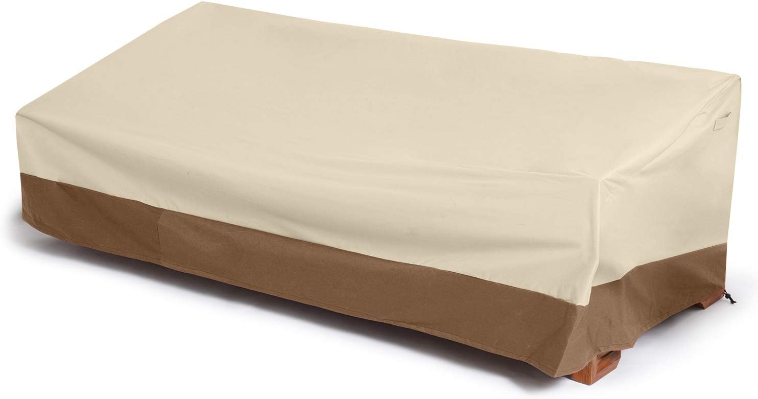 Delxo Patio Sofa Cover 3 Seater Waterproof Outdoor Sofa Cover Anti-UV Patio Furniture Sofa Cover with Elastic Hem and Padded Handles, Air Vents, Beige : Garden & Outdoor