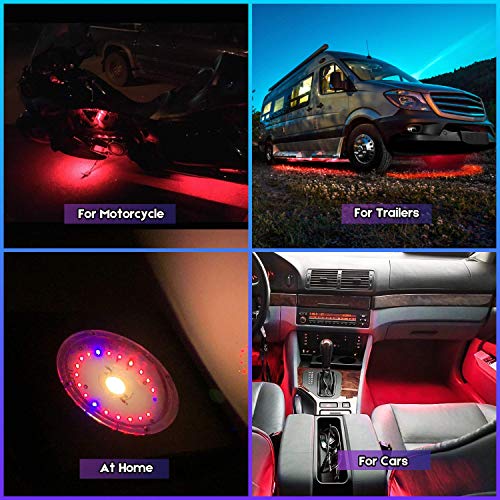 Geeon LED Strip Lights Waterproof 12V Red (620-630nm) for Auto Car Truck Motorcycle Boat Interior Lighting UL Listed 30CM/12'' 3528 SMD Pack of 4 (Renewed)