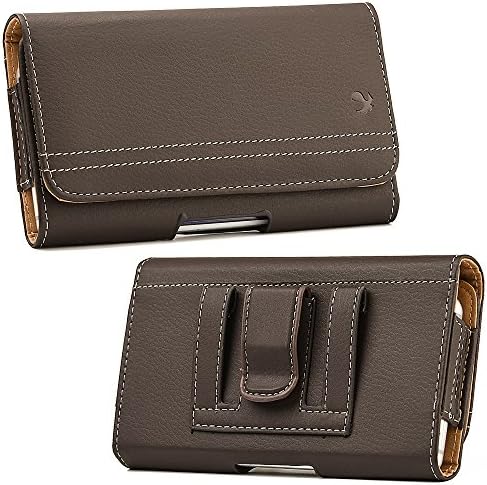 Samsung Galaxy S8+ Plus, Note 3, Note 4, Note 5, Note 8, Note Edge Case; Synthetic Leather Pouch Phone Holder Cover w/ Belt Clip Holster and Loops (Brown#1 Size: 6.5" x 3.5" inches)