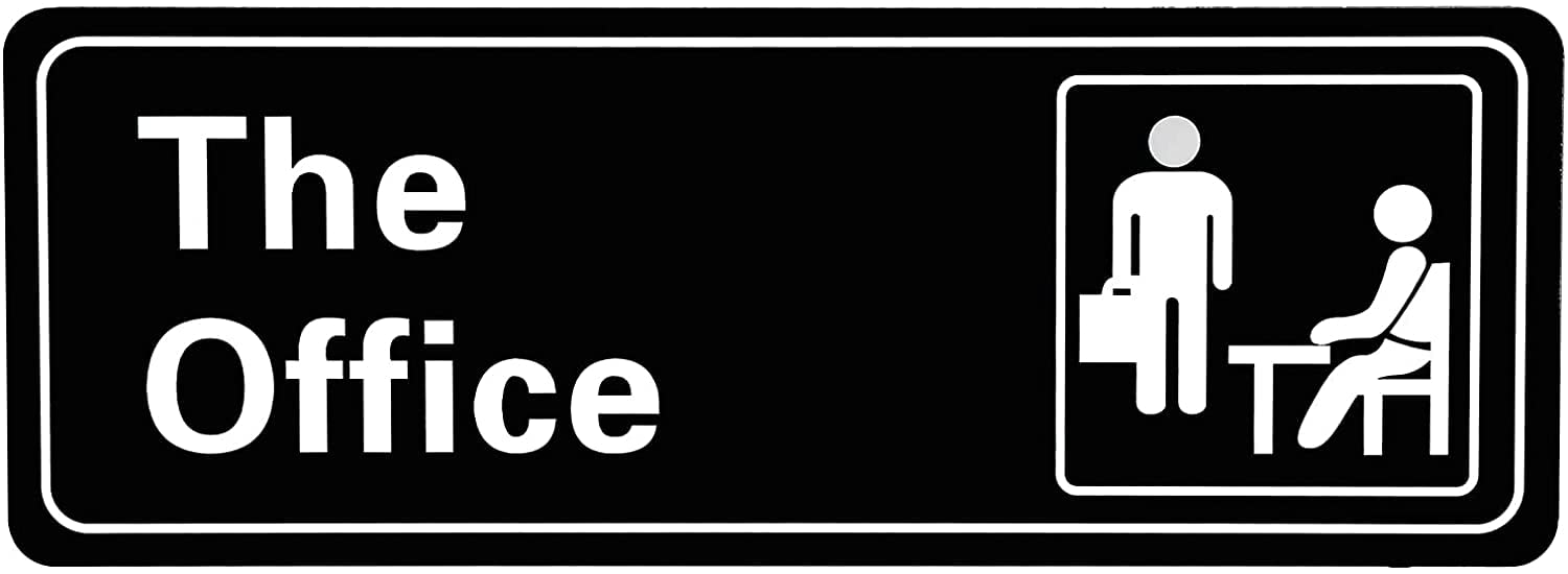 LUTER The Office Sign Acrylic Door Sign Self-Adhesive Easy Installation 3.2 x 9 x 0.2 Inches (Black and White)