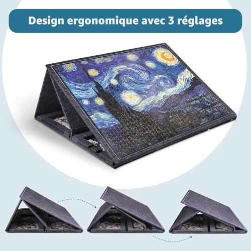 Pllieay Puzzle Table Puzzle Mat Puzzle Tray with 6 Sorting Drawers, Adjustable Stand and Protective Lid – Ideal for 1000 Piece Puzzles