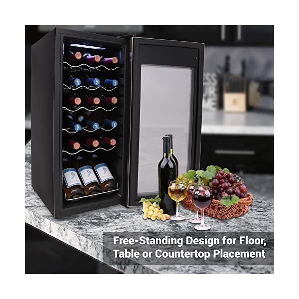 18-Bottle-Wine-Cooler-Refrigerator-White-Red-Wine-Fridge-Chiller-Countertop-Wine-Cooler-Freestanding-Compact-Mini-Wine-Fridge-18-Bottle-wDigital-Control-Stainless-Steel-Door-NutriChef-PKCWC18