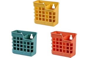WATIIFUFU Wall-mounted Chopsticks Storage Holder 3pcs Set, Kitchen Cutlery Organizer Basket with Random Color