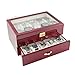 Caddy Bay Collection Rosewood Finish Watch Case Display Storage Watch Box Chest with Glass Clear Viewing Top Holds 20 Watches