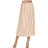 Brinkina 31“/35" Half Slip for Women Non Cling Underskirt with Lace Trim Anti Static Dress Liner for Midi/Maxi Skirts