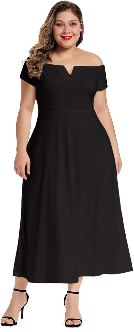 LALAGEN Women's Plus Size Off Shoulder Long Formal Party Dress Evening Gown: Clothing