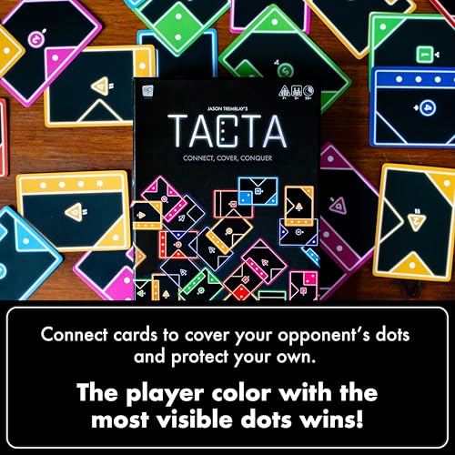 TACTA Card Game, Where Every Card Counts, Fast-Paced Strategic Shape Matching Party Game, Analyze and Optimize to Connect, Cover & Conquer to Win, Unique Party Game Play for 2 or More Players, Ages 7