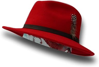 red trilby hat